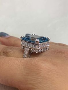 For Sale on 1stDibs - This collection features an array of aquamarines with an icy blue hue that is as cool as it gets! Accented with diamonds these rings are made in white