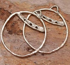 Sterling Silver Hoops, Two 30mm Round Earring Components, E-99, S/2 Charm Small Hoop Metal Earrings, Silver Charm Hoop Earrings, Hoop Earrings With Charms For Jewelry Making, Metal Round Earrings With Charms, Tiny Charms, Round Earring, Earring Hoop, Romantic Rings, Rustic Earrings