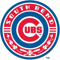 the chicago cubs logo is shown in red, white and blue