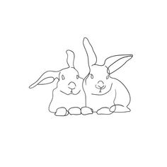 two rabbits are sitting next to each other