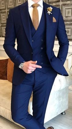 Tuxedo For Men Wedding Groom Style, Groomsmen Attire Blue, Midnight Blue Tuxedo Wedding, Blue Suit Groomsmen, King Magnifico, Navy Blue Suit Wedding, Navy Slim Fit Suit, Blue Groomsmen Suits