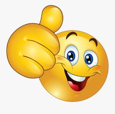 an emoticive smiley face with thumbs up