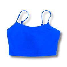 Dark Blue Tank Crop Top Comfortable Quality Never Worn Basic Fitted Blue Crop Top, Fitted Basic Blue Crop Top, Trendy Blue Tank Top With Built-in Bra, Blue Tank Top With Built-in Bra For Beach, Basic Blue Tank Top For Summer, Blue Crop Top Tank Top For Beach, Blue Beach Crop Top With Built-in Bra, Blue Seamless Crop Top For Vacation, Blue Seamless Trendy Crop Top