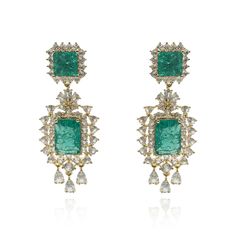 Women's Green Emerald And Crystal Clip On Earrings | Michael Nash Jewelry