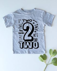 Two 2 - Second Birthday Shirt - Two - Birthday Boy Shirt - Birthday Girl Shirt - Graphic Tee - Party Cute Number Print Tops For Birthday, Cute Tops With Number Print For Birthday, Number Print Short Sleeve Top For First Birthday, Birthday Gift Number Print Short Sleeve Top, Number Print Tops For Birthday With Short Sleeves, Birthday Tops With Short Sleeves And Number Print, Short Sleeve Tops With Number Print For Birthday, Sporty Short Sleeve Top With Number Print For Birthday, Two Years Old Birthday