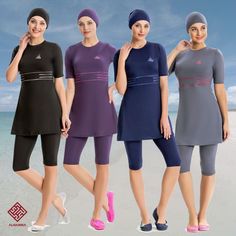 AL HAMRA 3 Piece Modest Swimwear. Good Quality Material Composition: 88% Polyamide & 12% Lycra mix a very light material easy to dry and won't soak up water to drag you down. Water Resistant. Sea Water Resistant. | eBay! Islamic Swimwear, Burkini Swimsuit, Pool Dress, Swimming Gear, Colour Shades, Modest Swimwear, Muslim Fashion Dress, Swimming Outfit, Swim Suits