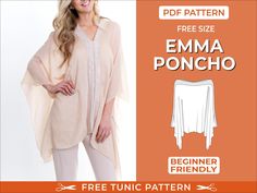 an image of a woman wearing a poncho with the text, free pattern