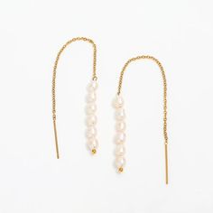 DIVA PEARL EARRINGS - Katie Rae Collection Delicate Pearl Chain Earrings For Everyday, Delicate Everyday Pearl Earrings With Chain, Delicate Pearl Chain Dangle Earrings, Dainty Pearl Charm Dangle Threader Earrings, Delicate Gold Pearl Threader Earrings, Dainty Pearl Charm Threader Earrings, Dainty Pearl Chain Threader Earrings, Dainty Dangle Threader Earrings With Pearl Charm, Delicate Pearl Chain Earrings