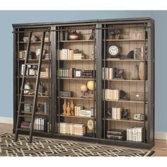 a large bookcase with many books on it