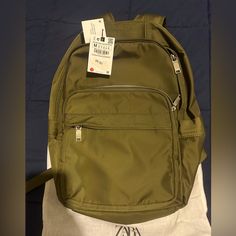 Brand New With Tags. Zara Soft Fabric Backpack. Khaki Green. Price Is Negotiable. Casual Softback Backpack For Errands, Backpack With Zipper Pocket For Errands, Khaki Backpack With Zipper Closure, Casual Backpack For Errands, Casual Standard Backpack For Errands, Casual Standard Backpack, Zara Travel Bag With Zipper Closure, Zara Casual Travel Bags, Casual Zara Travel Bag