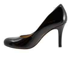 Classic pumps never go out of style. The timeless silhouette of the Gigi by Trotters® would be the perfect fit for any occasion and any outfit. Leather upper,Easy slip-on entry,Approx. 3 1/2 inch heel,Rounded toe,Cushioned leather insole for added comfort,Faux leather outsole,Leather lining,Trotters® branding details | Women's Trotters Gigi Pumps in Black Pat Size 8.5 Narrow Fitted Round Toe Pumps For Evening, Fitted Evening Pumps With Padded Heel, Fitted Evening Pump With Round Toe, Fitted Evening Pumps With Round Toe, Classic Fitted Heels For Night Out, Chic Evening Fitted Pumps, Chic Fitted Evening Pump, Chic Fitted Evening Pumps, Fitted Pumps With Padded Heel For Work