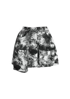 Black and White Tie Dye Mini Skirt - Mabel Love Co Trendy Black Mini Skirt With Built-in Shorts, Grunge Mini Skirt With Pockets For Summer, Spring Grunge Mini Skirt For Streetwear, Grunge Mini Skirt For Spring Streetwear, Spring Grunge Streetwear Mini Skirt, Grunge Mini Skirt With Pockets For Spring, Mini Skort For Streetwear In Spring, Edgy Mini Skort For Streetwear, Streetwear Mini Skort For Spring