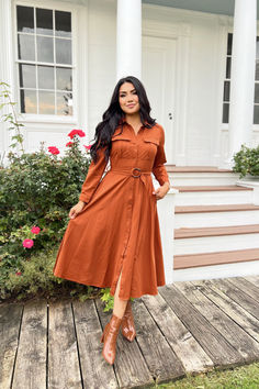 Modest and elegant fall dresses. Follow our boutique @thedarlingstyle Apostolic Fashion Fall, Elegant Fall Dresses, Vineyard Outfits Fall, Modest Outfits Casual, Fall Modest Outfits, Vineyard Outfit, Maple Dress, Fall Dress Outfit, Elegant Fall