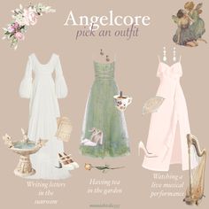 Royal Core Outfits Casual, Cottage Core Gowns, Angelic Outfits Aesthetic, Angelic Aesthetic Outfit, Feminine Lookbook, Angel Inspired Outfits, Romantic Fashion Aesthetic, Angel Core Aesthetic Outfits, Angel Aesthetic Outfit