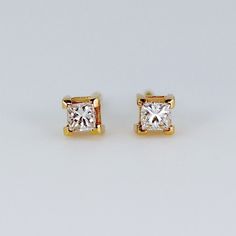 These beautiful 14K yellow gold princess diamond stud earrings are the perfect accessory for any ensemble. The timeless design and bright diamonds are sure to bring sparkle and elegance to any look. They will make a great companion to your beautiful wedding. They are very elegant for daily use or for official gatherings. DETAILS *** 14k solid gold studs *** Princess cut natural diamonds are 3.2mm and (0.22 ct each) Total 0.44 ct *** Diamonds are G-H Color *** SI1 clarity *** Prong settings. *** Mini Diamond Earrings, Vvs Clarity Princess Cut Diamond Earrings For Formal Occasions, Fine Jewelry Princess Cut Diamond Earrings With Accents, Vvs Clarity Princess Cut Diamond Earrings For Formal, Princess Cut Diamond Earrings With Accents In White Gold, White Gold Diamond Earrings With Princess Cut, Princess Cut Vvs Clarity Diamond Earrings For Formal Occasions, Princess Cut White Gold Diamond Earrings With Accents, Luxury Princess Cut White Gold Diamond Earrings