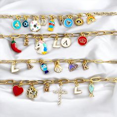 ✨ Personalized Charm Bracelet ✨ Are you ready to create the bracelet of your dreams? 🌈 This stunning personalized charm bracelet is the perfect way to express your style and personality! 💖 Filled with carefully selected charms in various themes, this bracelet can be a thoughtful gift for your loved ones or a special treat for yourself. 🎁 Why Choose This Bracelet? 🤔 🌟 Personalization Options: Customize your bracelet with your desired name, date, or a special message to make it truly unique! Bff Charm Bracelets, Personalized Metal Charm Bracelet As Gift, Personalized Metal Charm Bracelet As Personalized Gift, Personalized Metal Charm Bracelet For Gifts, Customizable Friendship Bracelet Jewelry, Removable Dangle Charms For Friendship, Adjustable Metal Friendship Charms, Customizable Gold Metal Charm Bracelet, Dangle Charm Bracelet As A Gift