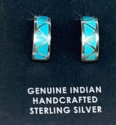 1/2" long Blue Sterling Silver Earrings With Inlay, Southwestern Silver Earrings With Inlay, Cluster Earrings, Silver Turquoise, Handmade Sterling Silver, Turquoise Sterling Silver, Post Earrings, Favorite Jewelry, Wedding Gifts