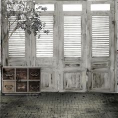 Kate Wood White Door Backdrops Dark Brick Floor Indoor - Katebackdrop Fond Studio Photo, White Wooden Doors, Door Backdrops, Brick Floor, Old Wooden Doors, Seamless Backdrop, Brick Flooring, Vinyl Backdrops, White Doors