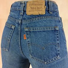 "Size 26 Vintage 1980s Levi's 801 Distressed Ripped Jeans W26 L33 High Waisted - Button Fly - Made in USA, waist 26\" Small Rare Vintage Jeans! Hard to Find. Made In USA Brand: LEVIS 801-0214 Size On Tag marked 10 but fits more like 26\" waist, 11.5\" rise, 23\" thighs, 39.5\" hips, 33\" inseam, 16\" leg opening! Fits a size 26, but check your measurements and compares the measurement with your garment. (see full measurement below) Recommended size: 26\" (26x33) Material :  Cotton 100% Orange ta Button Fly Levis, 2016 Tumblr Outfits, 80s Jeans, Jeans Button, Button Fly Jeans, Washed Denim, Small Waist, Used Clothing, Vintage Levis