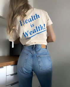 Health Is Wealth Tee   Athleisure Wellness T Shirt  Women s Essential  Aesthetic Daily Tee  Gift for Her  WHITE COLOR Easy 30 day return policy Athleisure T-shirt With Letter Print, Essential Aesthetic, Style Graphique, Routine Ideas, Health Is Wealth, Graphic Style, Athletic Style, Sporty And Rich, Inner Light