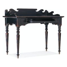 an antique desk with two legs and a drawer on the top, in dark wood