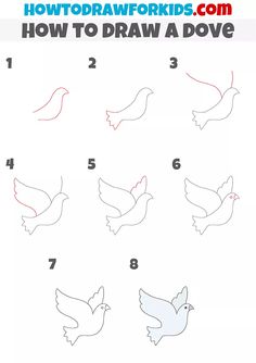 how to draw a dove step by step instructions for kids and beginners with pictures