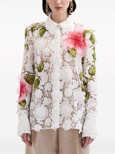 Guipure Blouse, Floral Lace Blouse, Tropical Hibiscus, White Lace Blouse, City Dress, The Dominican Republic, Guipure Lace, Hibiscus Flower, Lace Collar