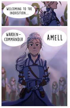 a comic strip with an image of a woman in armor