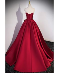 Get 10% off now! Buy strapless long satin red evening formal gown with bow for woman at cheap price online. Free stable shipping and pro custom service since 2009. Formal Satin Ball Gown With Sweep Train, Elegant Red Strapless Ball Gown, Red Satin Strapless Dress For Prom, Floor-length Satin Ball Gown For Banquet, Strapless Satin Evening Dress For Banquet, Floor-length Satin Ball Gown For Prom, Red Satin Dress For Prom Season, Red Satin Dress For Prom, Formal Satin Ball Gown With Sweetheart Neckline