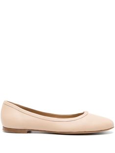 sand beige calf leather smooth grain gold-tone logo plaque slip-on style round toe branded leather insole flat leather sole logo at the sole White Ballerina Flats, Chloe Flats, Neutral Shoes, Black Ballet Flats, Beige Shoes, Ballerina Shoes, Sand Beige, Silver Shoes, Leather Ballet Flats