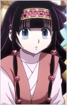 an anime character with long black hair and blue eyes, wearing a pink outfit while looking at the camera