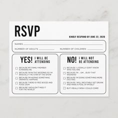 the rsvp card is printed on marble