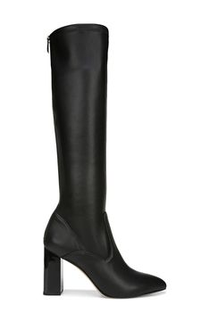 Streamlined, contemporary style defines a knee-high boot fashioned with a pointy toe and lofty block heel. Style Name:Franco Sarto Katherine Knee High Boot (Women) (Narrow Calf). Style Number: 6123130. Tall Heeled Boots With Pointed Toe In Faux Leather, Wide Calf Tall Boots For Workwear, Pointed Toe Knee-high Faux Leather Boots, Leather Knee-high Boots With Pointed Toe, Knee-high Boots With Stacked Heel For Office, Medium Width Faux Leather Knee-high Boots With Pointed Toe, Tall Boots With Reinforced Heel, Fitted Tall Knee-high Boots With Reinforced Heel, Tall Heeled Boots For Formal Fall Occasions