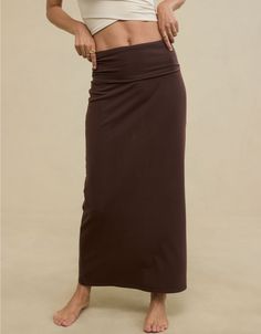 Aerie Chill Up Foldover Maxi Skirt Aerie Clothing, Brown Maxi Skirt, High Wasted Jeans, Boot Cut Leggings, Bra Dress, Women's Jeans, Modest Fashion, Vienna, Fashion Inspo Outfits