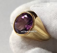 The buyer must be read all detail about this product.  .  Material 925 Sterling silver Gold Plated ring .  Band ColorSilver/Gold/Rose gold GemstoneNatural amethyst Gemstone shape oval .  Cut Grade Faceted .  Ring for boys and men .  Birthstone birthstone ring THANKS FOR VISIT Classic Amethyst Signet Ring As Gift, Classic Amethyst Signet Ring For Gift, Classic Polished Amethyst Ring For Gift, Classic Gift Amethyst Ring With Polished Finish, Classic Amethyst Ring With Polished Finish As Gift, Classic Purple Signet Ring For Anniversary, Handmade Formal Round Signet Ring, Classic Amethyst Signet Ring For Anniversary, Handmade Classic Sapphire Ring For Anniversary