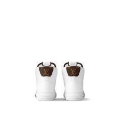 LOUIS VUITTON® - Charlie Sneaker Boot - Cacao Luxury Sneakers With Rubber Heel Cap And Round Toe, Luxury High-top Sneakers With Removable Insole, Luxury High-top Sneakers In Calf Leather With Round Toe, Initials Logo, Louis Vuitton Official, Trainer Boots, Recycled Rubber, Sneaker Boots, Women Collection