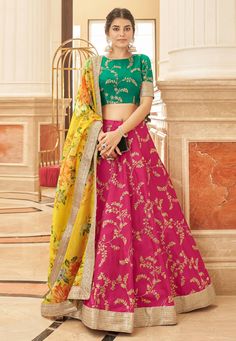 Art silk a line lehenga choli in Pink colour 7425  Desc:  Style : A Line Lehenga Choli Color : Pink Fabric : Art Silk Work : Sequence   Embroidery Wash Care : Dry clean Sleeve Style : Half Sleeve Long Sleeves : Done only in Custom Stitch Sleeves Lining : Done only in Custom Stitch Bust Size : 32 to 42 Inches Occasion : Wedding   Mehendi   Sangeet   Reception   Ceremonial   Baby Shower   Teej   Engagement. With Express Free Shipping and Custom Stitching, Buy Indian Party wedding and bridal Leheng Pink Sequin Lehenga, New Lehenga Choli, New Lehenga, Sequin Lehenga, Silk Lehenga Choli, Yellow Lehenga, Floral Lehenga, Party Wear Lehenga Choli, Lehenga Style