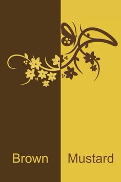 brown and mustard color scheme with flowers on the left side, in two different colors