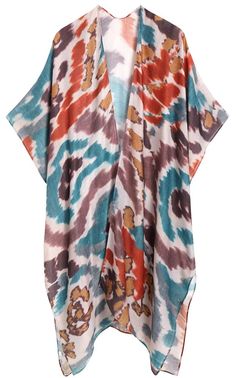 PRICES MAY VARY. Super soft and breathable, this lightweight kimono cardigan is Breezy,easy to put on or take off,perfect sunscreen One size kimono fits all body shape. Length 35.5 inch, width 35.5 inch. This loose casual kimono cover up is perfect for all women whether you are plump or sl Bat wing half sleeve, side split, open front, beautiful floral print and tie-dyed.Soft fabric,highlight the different and flowy of this beach kimonos This women kimono not only suit for beach,but also for dail Swimsuit Coverups Beach, Coverups Beach, Chic Resort Wear, Loose Kimono, Swimsuit Coverups, Women Kimono, Beach Kimono, Cardigan Kimono, Casual Kimono