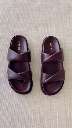 Alias Mae Paris Slide - Plum Leather - lelonys Cute Slides, Alias Mae, Pretty Sandals, Slipper Sandals