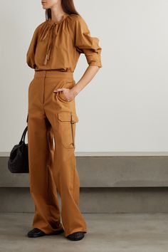 Max Mara's collections are filled with timeless styles you can build your wardrobe around. Elevated and elegant, these 'Edda' wide-leg cargo pants are cut from cotton-blend poplin and have buckled leather tabs at each pocket. Build Your Wardrobe, Sports Suit, Ski Wear, Max Mara, Jeans Dress, Net A Porter, Women Collection, Denim Dress, Cargo Pants