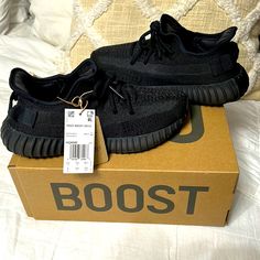 These Yeezy Boost 350 V2 Are In Excellent Condition! They Were Worn A Couple Of Times. It Has Its Tags And Original Box. Men’s Size 6 Black Original Adidas Shoes Black, Black Yeezy, Black Adidas Shoes, Yeezy 350 V2, Mens Yeezy, Air Plane, Yeezy 350, Yeezy Boost 350 V2, 350 V2