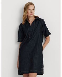 A streamlined silhouette and denim define the modern versatility of this chic shift dress.Size & Fit• Fits true to size, order your normal size• Designed for a relaxed fit• Designed to hit above the knee• Approx. 37.5 body length from center back of neck to hem, based on a size medium. Changes 0.5 between sizes• Model measurements: 5'10 height, wearing a size small Features Denim Shirt Dress Women, Chic Shift Dresses, Ralph Lauren Denim Shirt, Ralph Lauren Womens Clothing, Cotton Shift Dress, Ralph Lauren Denim, Denim Shirt Dress, Dress Shirts For Women, Denim Cotton