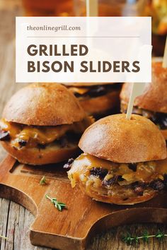 bbq grilled bison sliders on a cutting board