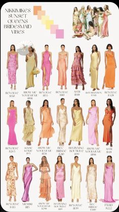 an image of women's dresses in different colors