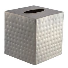 a white square tissue dispenser on a white background