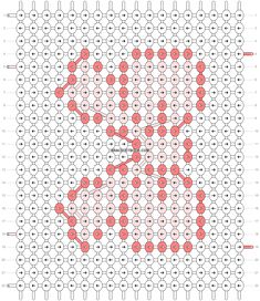 an image of a cross stitch pattern with red and white circles on it, in the middle