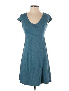 Toad & Co Casual Dress Size: X-Small Teal Dresses - used. 48% TENCEL, 48% COTTON, 4% SPANDEX, Fit & Flare, V-Neck, Knee Length, Short Sleeve | Toad & Co Casual Dress - Fit & Flare: Teal Dresses - Used - Size X-Small Casual Fitted Cotton Maxi Dress, Fitted Cotton Maxi Dress In Casual Style, Cotton Shift Dress With V-neck, Casual Fit And Flare V-neck Maxi Dress, Casual Stretch Dresses With Short Sleeves, Casual Short Sleeve Stretch Dress, Casual Stretch Mid-length Dresses, Fitted Mid-length Cotton Maxi Dress, Casual Cotton Fit And Flare Dress