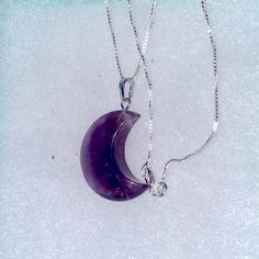 Natural Amethyst Moon Sterling Silver Necklace. Necklace Is Sterling Silver 16”. Amethyst Moon Pendant Is All Natural And Measures 1 1/2”. Comes With Gift Box. Silver Amethyst Necklace, Amethyst Necklace Aesthetic, Sterling Silver Moon Phase Pendant Crystal Necklace, Silver Moon-shaped Crystal Necklaces With Gemstone, Sterling Silver Pendant Crystal Necklace With Moon Phase, Silver Moon-shaped Crystal Necklace With Gemstone, Silver Crescent Necklace With Natural Stones, Silver Crescent Gemstone Necklace, Silver Moon Phase Crystal Necklace