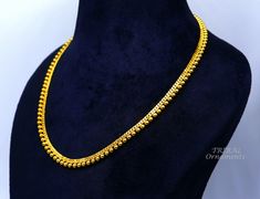 Indian handmade fabulous design craftsmanship girl's wedding necklace chain authentic 22karat yellow gold gifting jewelry from Rajasthan India. Metal-22karat yellow gold. Type- Necklace chain. Marking-22k/916 hallmarking sign. length and weight chart: 10 inches-18.500 grams (Anklet Single). 10.5 inches-19.430 grams (Anklet Single). 18 inches-33.310grams. 20 inches-37.00 grams . 22 inches-40.700 grams . 24 inches-44.400 grams . 26 inches-48.100 grams . 28 inches-51.800(belly chain) 30 inches-55.5 22k Yellow Gold Chain Necklace For Wedding, Elegant Yellow Gold Chain Necklace For Festivals, Formal Yellow 22k Gold Chain Necklace, Traditional Yellow Chain Necklace Gift, Traditional Yellow Chain Necklace For Gifts, Traditional Gold Chain Jewelry For Wedding, Traditional Gold Chain Necklace For Formal Occasions, Elegant Yellow Necklace For Puja, Traditional Gold Chain Necklace With Round Beads